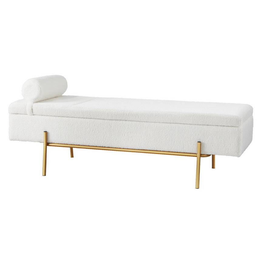 Artiss Storage Ottoman Bed 140cm Pillow Boucle Fabric