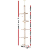 i.Pet Cat Tree 290cm Tower Scratching Cats Post Scratcher Floor to Ceiling Bed