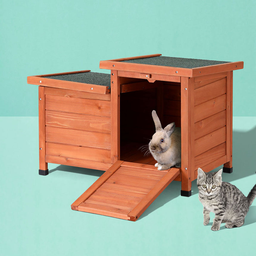 i.Pet Rabbit Hutch Outdoor Cat House Wooden Shelter Condo Small Enclosure Indoor