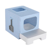 i.Pet Cat Litter Box Large Tray Kitty Toilet Enclosed Hooded Foldable Scoop Blue