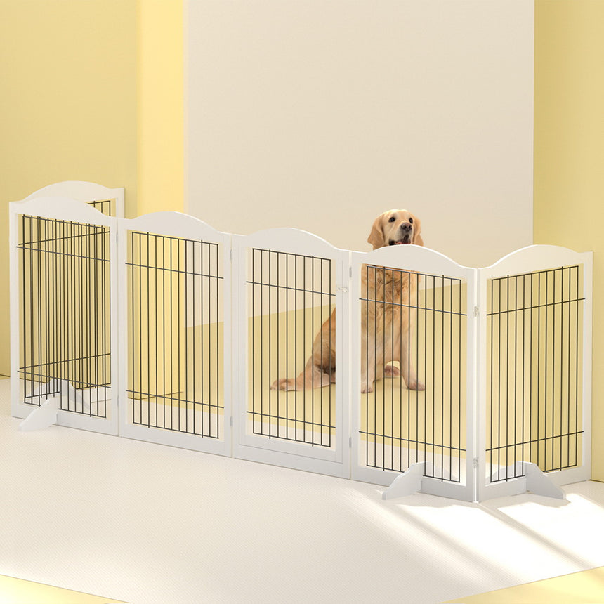 i.Pet Dog Playpen Enclosure 6 Panel Pet Fence Wooden Play Pen