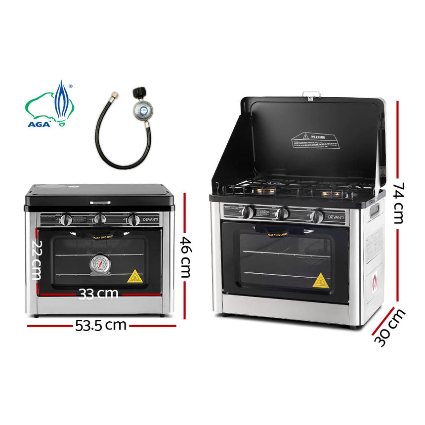 Devanti Portable Gas Oven LPG Silver