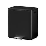 Cefito Pedal Bins Rubbish Bin Dual Compartment Waste Recycle Dustbins 40L Black