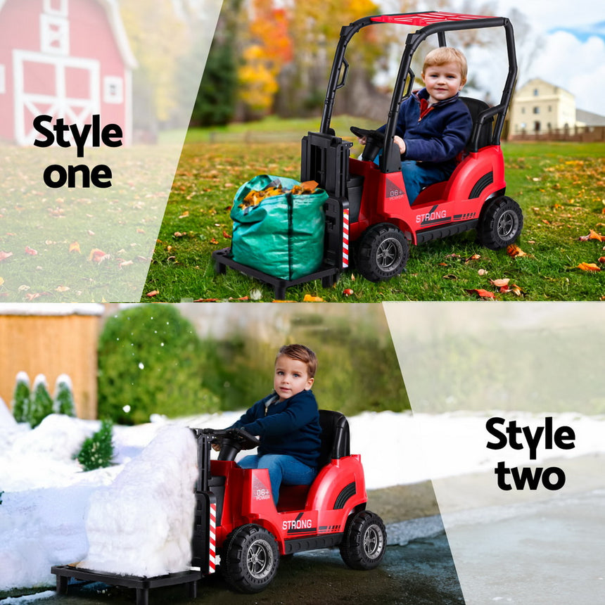 Rigo Kids Electric Ride On Car Forklift Loader Toys Cars Horn Remote 12V Red