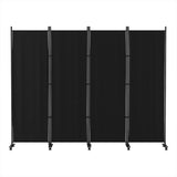 Artiss 4 Panel Room Divider Screen 217cm Wheel Fabric Black