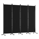 Artiss 4 Panel Room Divider Screen 217cm Wheel Fabric Black