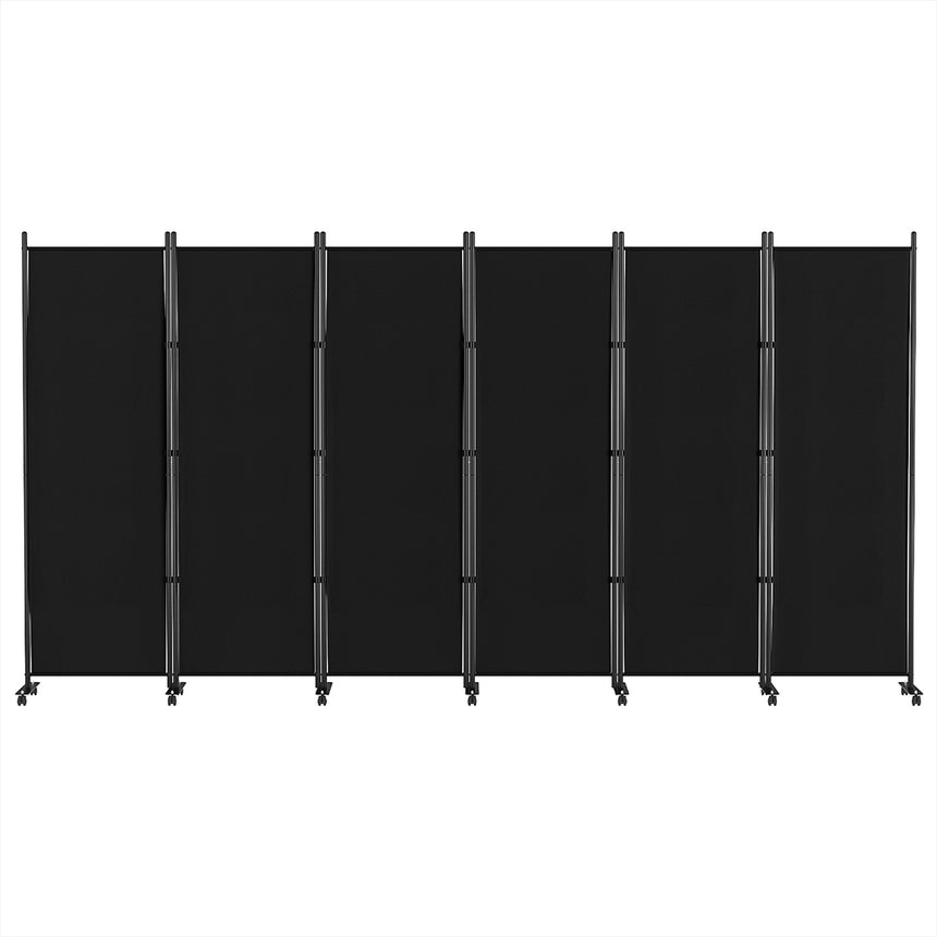 Artiss 6 Panel Room Divider Screen 323cm Wheel Fabric Black