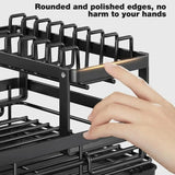 2024 Dish Drying Rack Kitchen Adjustable Stainless Steel 2 Tier Plates Organizer Dish Bowl Drainer Storage Rack Kitchen Utensils