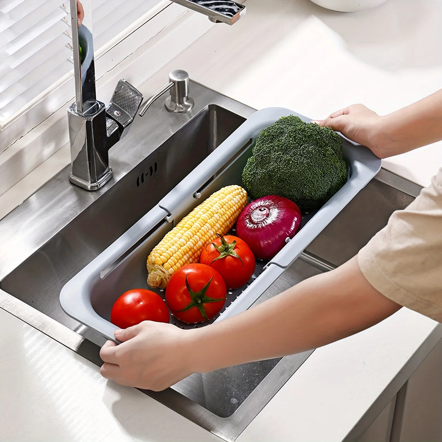 1pc, Kitchen Sink Drain Basket, Telescopic Tableware Drain Rack, Fruit And Vegetable Washing Basket, Drying Rack, Soap Sponge Ho