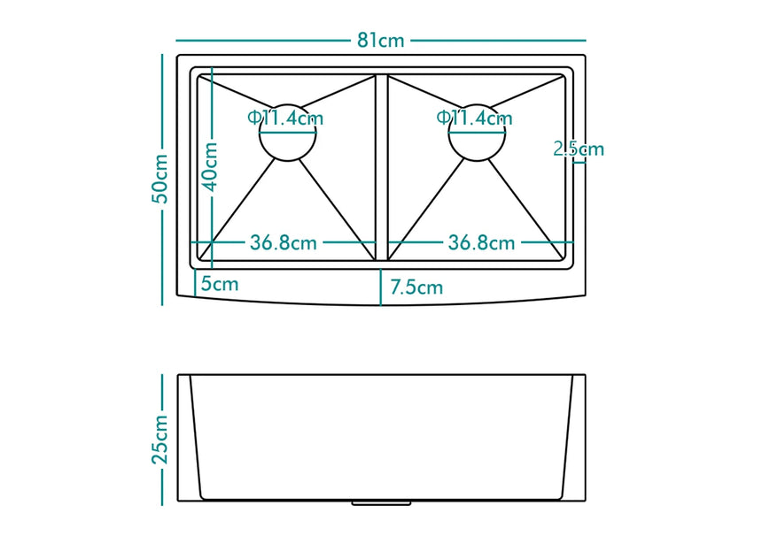 ALFORDSON Kitchen Sink Basin Stainless Steel Top Under Mount Single Double Bowl