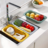 1pc, Kitchen Sink Drain Basket, Telescopic Tableware Drain Rack, Fruit And Vegetable Washing Basket, Drying Rack, Soap Sponge Ho