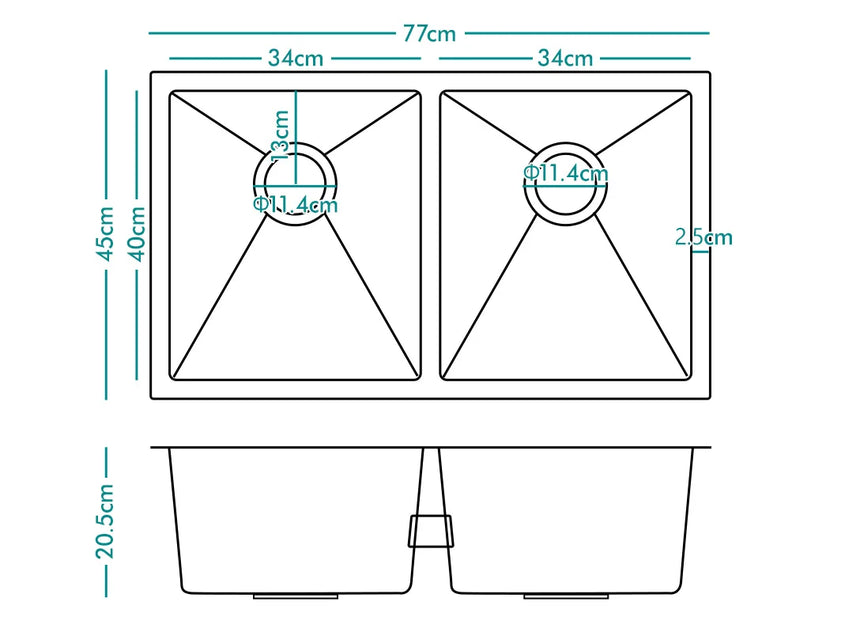 ALFORDSON Kitchen Sink Basin Stainless Steel Top Under Mount Single Double Bowl