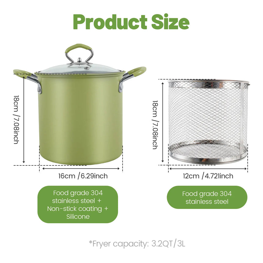 Deep Fryer Pot, Japanese Tempura Small Stainless Steel Deep Frying Pot, with Oil Drip Drainer Rack 304 Stainless Steel Stock Pot