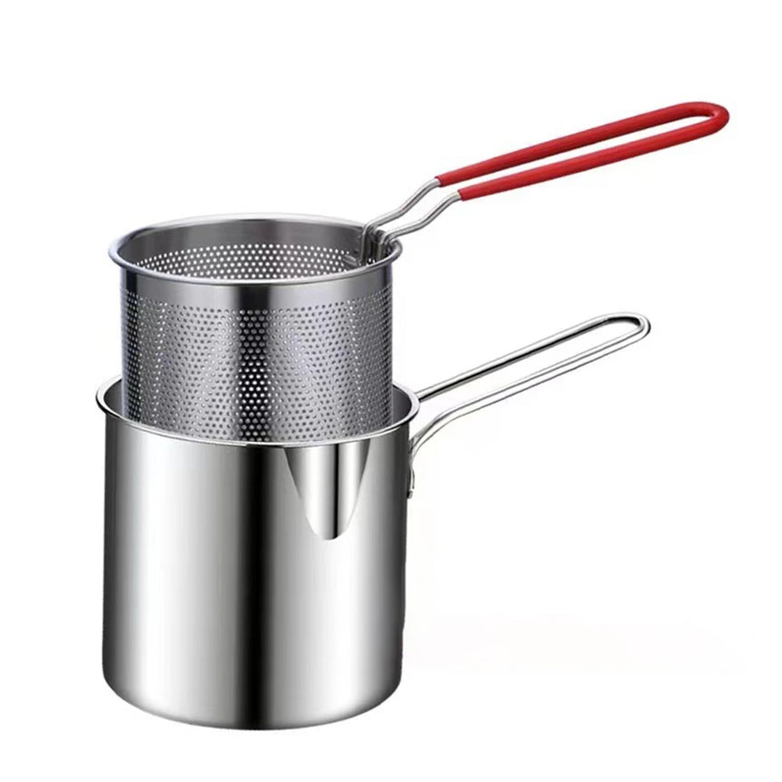 Deep Fryer 304 Stainless Steel Fryer with Frying Basket Auxiliary Food Pot To Deepen Japanese Milk Pot Kitchen Appliance