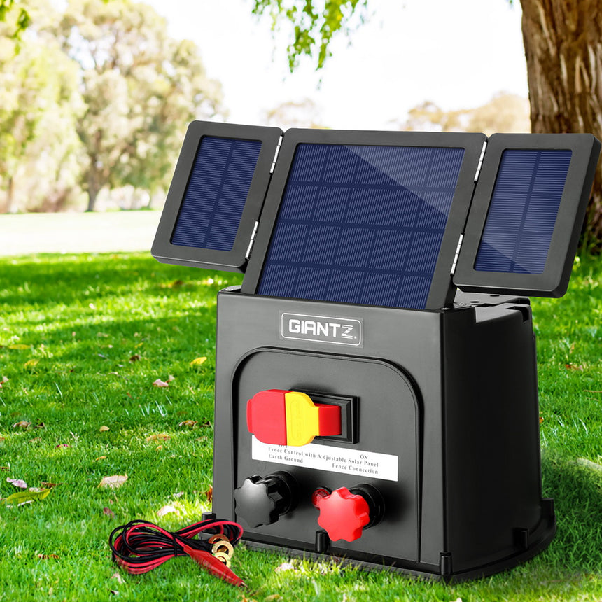 Giantz 8km Electric Fence Energiser PET Solar Energizer 0.3J