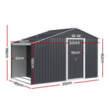 Giantz Garden Shed 3.22x1.96M Outdoor Storage Tool Workshop House Shelter