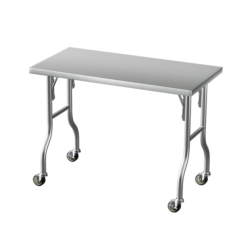 Cefito Stainless Steel Kitchen Benches Work Bench Wheels 122X61CM 430