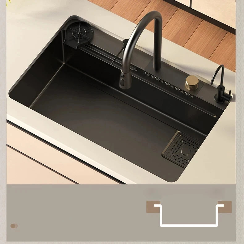 304 stainless steel kitchen sink, single sink kitchen sink, waterfall faucet, manufacturer's lowest price