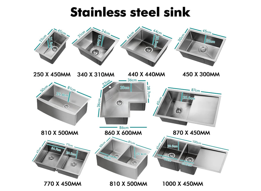 ALFORDSON Kitchen Sink Basin Stainless Steel Top Under Mount Single Double Bowl