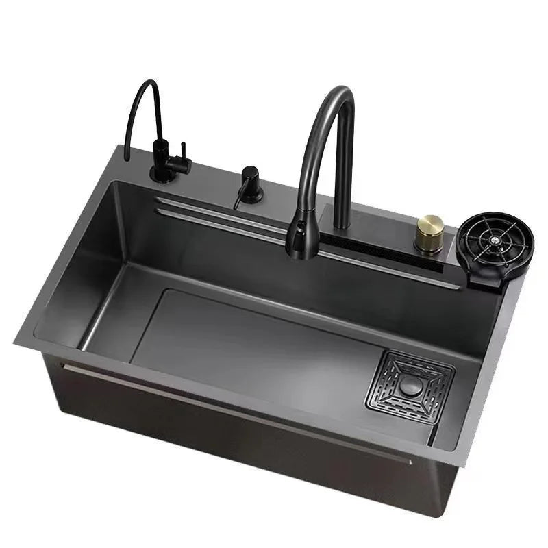 304 stainless steel kitchen sink, single sink kitchen sink, waterfall faucet, manufacturer's lowest price