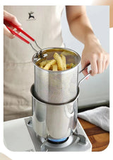 Deep Fryer 304 Stainless Steel Fryer with Frying Basket Auxiliary Food Pot To Deepen Japanese Milk Pot Kitchen Appliance