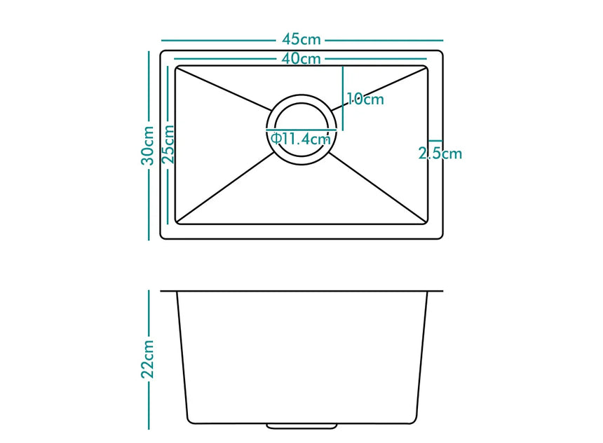 ALFORDSON Kitchen Sink Basin Stainless Steel Top Under Mount Single Double Bowl