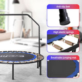 Everfit 48inch Round Fitness Trampoline Rebounder Adjustable Handrail Blue