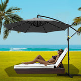 Instahut Outdoor Umbrella 3M Cantilever Beach LED Garden Shade Patio Charcoal