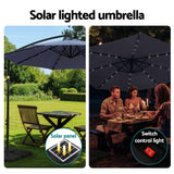 Instahut Outdoor Umbrella 3M Cantilever Beach LED w/Base Garden Shade Patio Navy