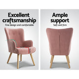 Artiss Armchair Set with Ottoman Pink Lansar