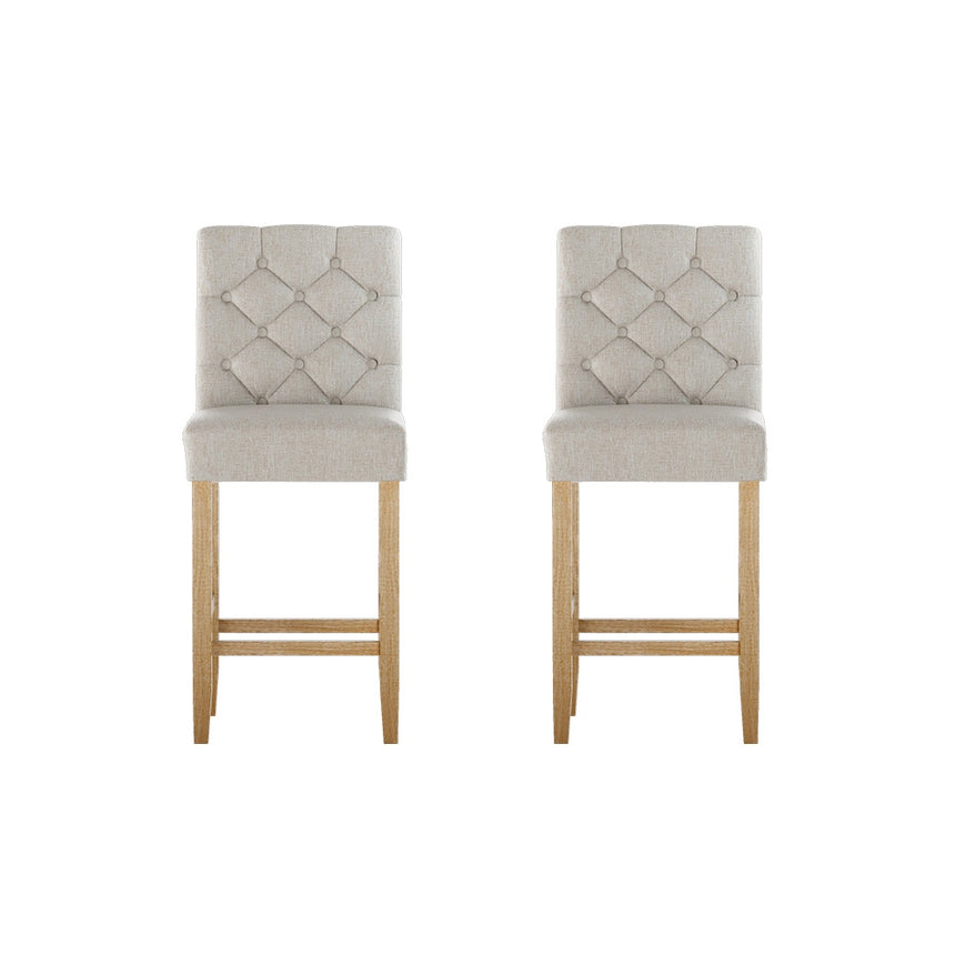 Artiss 2x Bar Stools Linen Upholstered Chairs