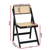 Artiss Dining Chair Wooden Rattan Foldable Black