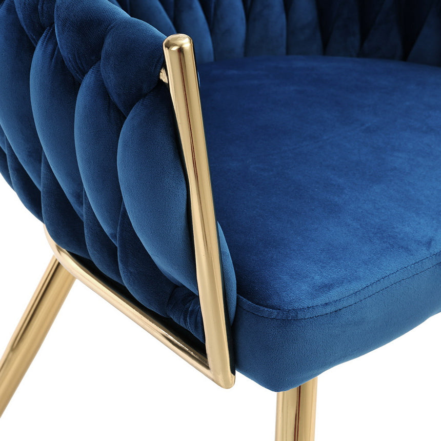 Artiss Dining Chair Velvet Weaving Armchair Blue