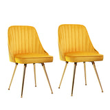 Artiss Dining Chairs Set of 2 Velvet Channel Tufted Yellow