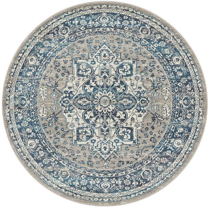 Babylon 207 Blue Round by Rug Culture-200X200CM - ROUND