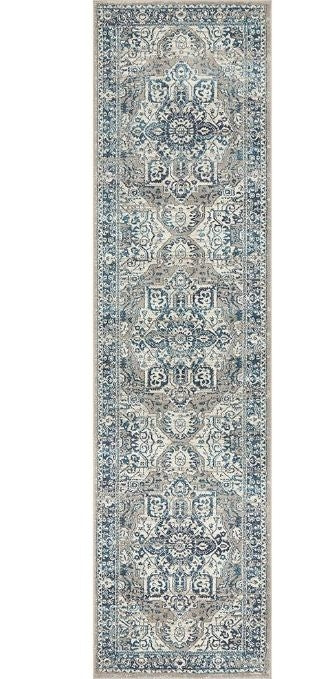 Babylon 207 Blue Runner by Rug Culture-400X80CM - RUNNER