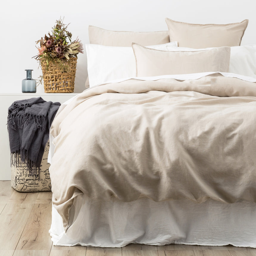 Cavallo Stone Washed 100% Linen Natural European Pillowcase by Renee Taylor