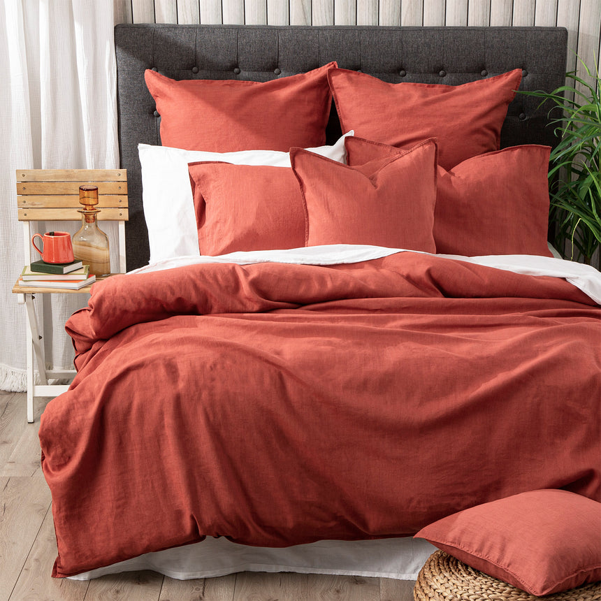 Cavallo Stone Washed 100% Linen Paprika European Pillowcase by Renee Taylor