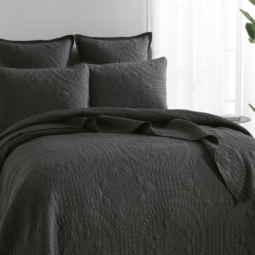 Asher Jacquard European Grey Pillowcase by Renee Taylor