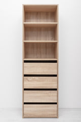 GENEVA THREE SHELF/FOUR DRAWER BUILT IN WARDROBE - FLUTED - NATURAL OAK