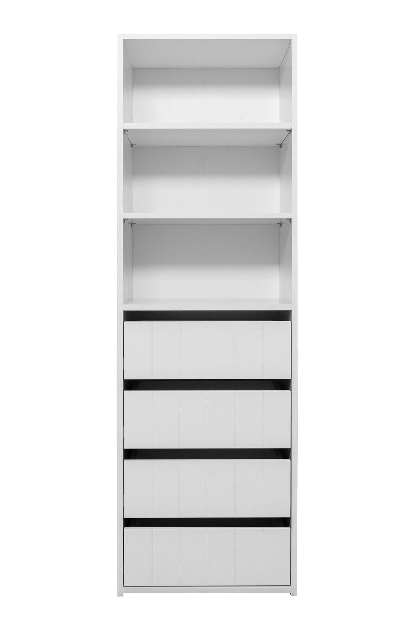 GENEVA THREE SHELF/FOUR DRAWER BUILT IN WARDROBE - VJ PANEL