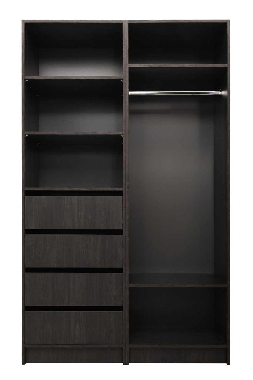 MALMO THREE SHELF/FOUR DRAWER WALK IN WARDROBE - CLASSIC - NORDIC ASH