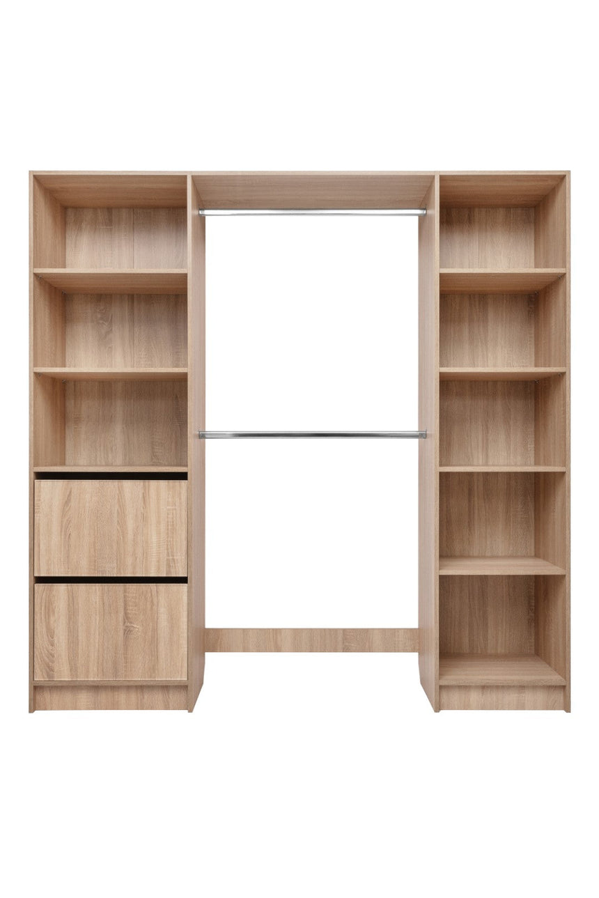 BASEL 2M WALK IN WARDROBE KIT - SLIM SHAKER - NATURAL OAK