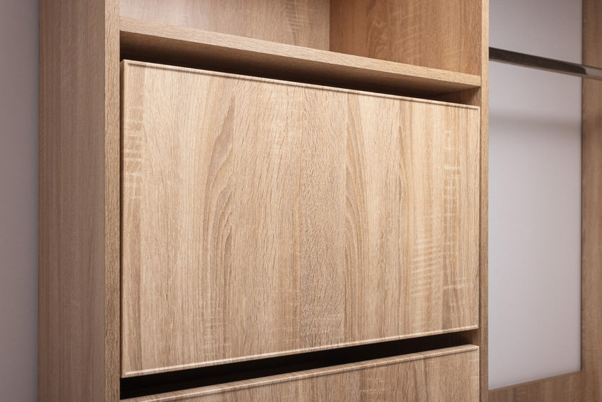 BASEL 2M WALK IN WARDROBE KIT - SLIM SHAKER - NATURAL OAK