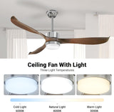 Modern Ceiling Fan with Lights, Remote, Brown