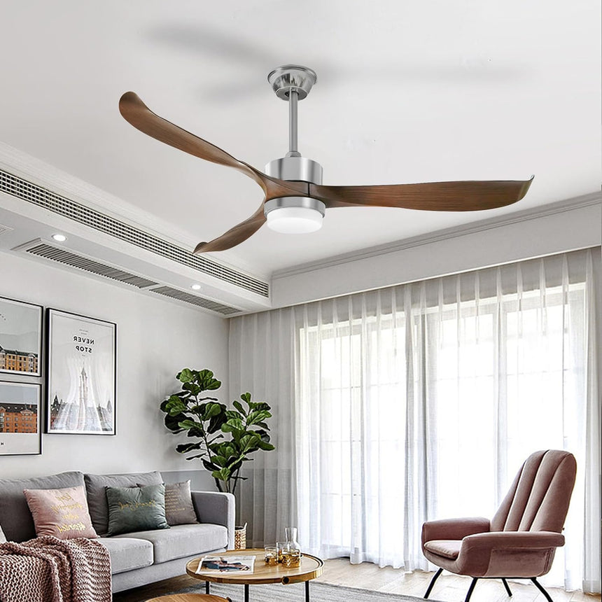 Modern Ceiling Fan with Lights, Remote, Brown