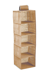 5 Tier Shelf Hanging Closet Organizer and Storage for Clothes (Beige)