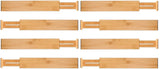 8 Pack Bamboo Adjustable Kitchen Drawer Dividers (Large, 44-55 cm)