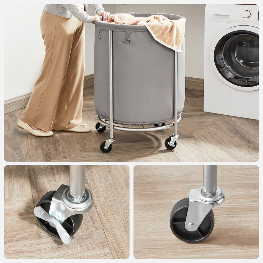 Laundry Basket Wheels, Grey Silver