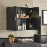 Wall Storage Cabinet Double Doors, Black